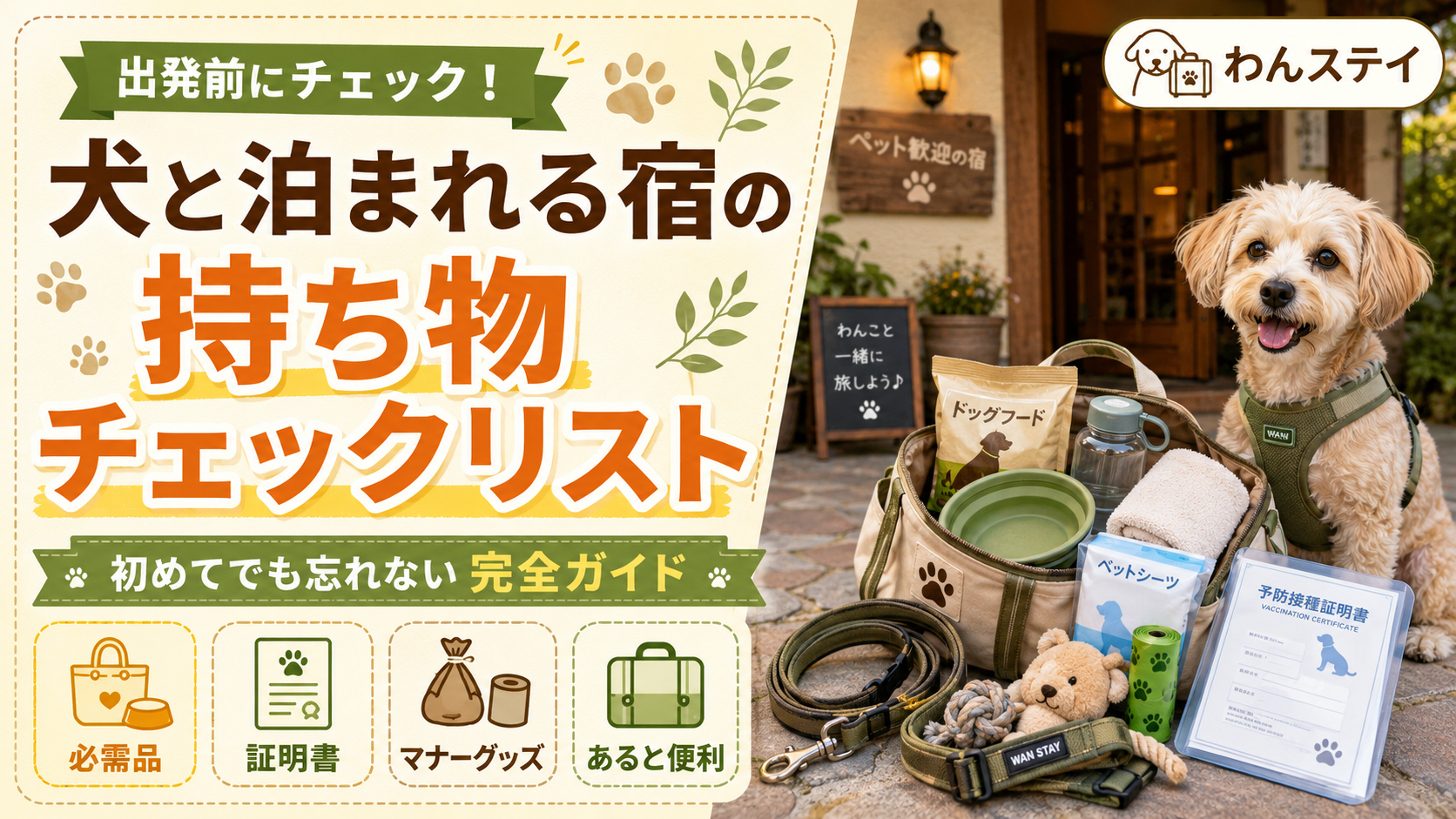 犬と泊まれる宿の持ち物チェックリスト
